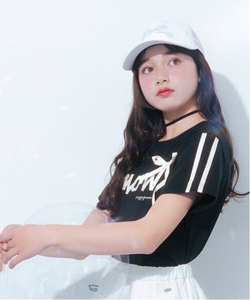 メゾピアノ新品新作タグ付き【接触冷感】リボンロゴTシャツ150 mezzo piano Junior tシャツ 「ニコプチ・Cuugal掲載」「接触冷