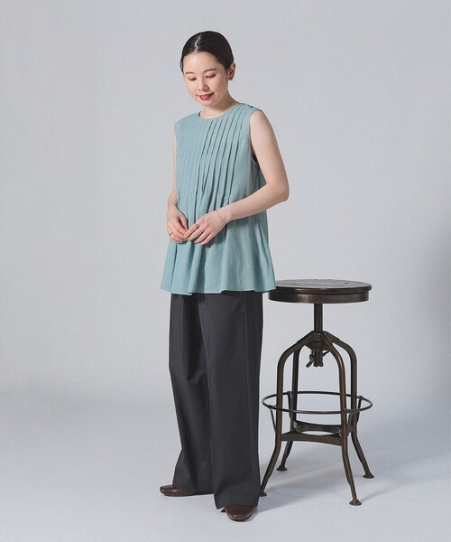 ブラウス シャツ コットンボイル ピンタック ブラウス「手洗い可」 レディース Demi-Luxe BEAMS ブラウス シャツ コットンボイル ピンタック