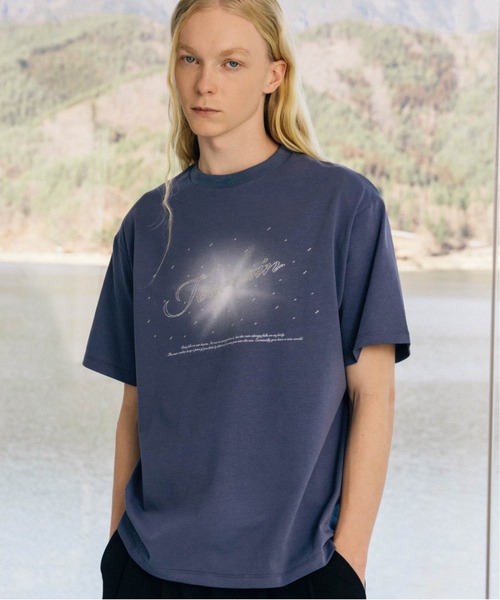 NOREMID青ラインストーンTシャツ nt25-005-06 NUラインストーンロゴT