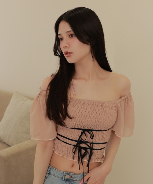 *M DOLLY original* girls shirring tops/ガールズシャーリングトップス レディース