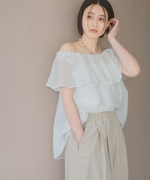 ブラウス シャツ apuntob | フレンチスリーブ フリルブラウス WOMEN レディース セール】apuntob | フレンチスリーブ フリルブラウス WOMEN