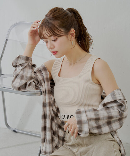 evis donna archive コーティング タンクトップ ノースリーブ Chico タンクトップ ノースリーブ 「WEB限定/REVIVAL」裾ロゴ