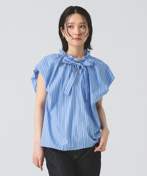 Ray BEAMS ブラウス シャツ ボウタイ フレンチ パフスリーブ