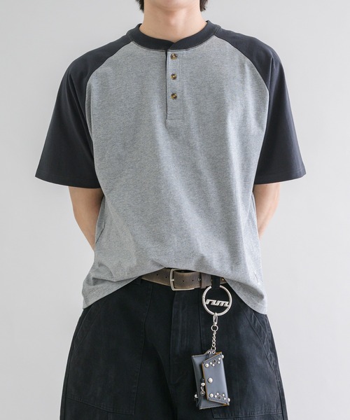 ヘンリーネック tシャツ 「EPNK」Raglan henry neck tee / ラグラン