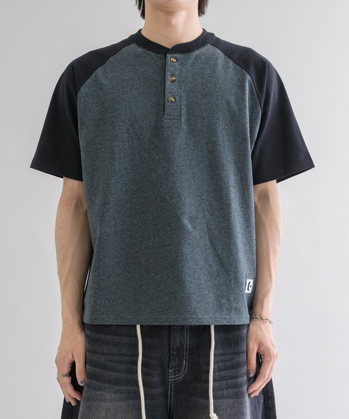 ヘンリーネック tシャツ 「EPNK」Raglan henry neck tee / ラグラン