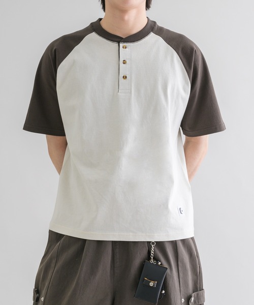 ヘンリーネック tシャツ 「EPNK」Raglan henry neck tee / ラグラン