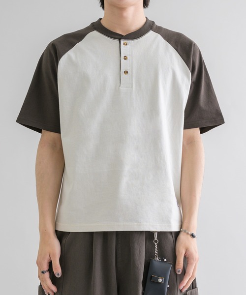 ヘンリーネック tシャツ 「EPNK」Raglan henry neck tee / ラグラン