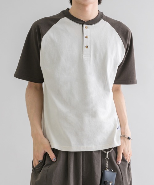 ヘンリーネック tシャツ 「EPNK」Raglan henry neck tee / ラグラン