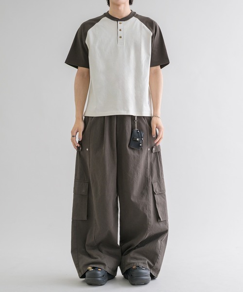 ア*キ様 クロムハーツ ラグラン5部袖ヘンリーネックTシャツ XXL CHROME HEARTS（クロムハーツ） ヘンリーネック クロスボールボタン