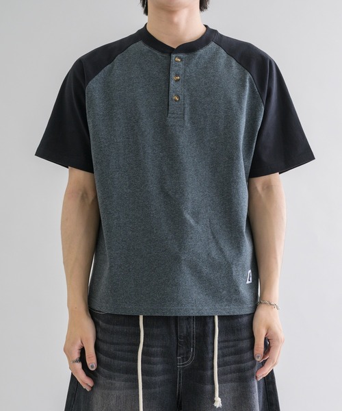 tシャツ 「EPNK」Raglan henry neck tee / ラグランヘンリーネックTee
