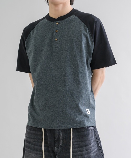 tシャツ 「EPNK」Raglan henry neck tee / ラグランヘンリーネックTee