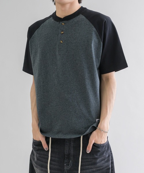 tシャツ 「EPNK」Raglan henry neck tee / ラグランヘンリーネックTee