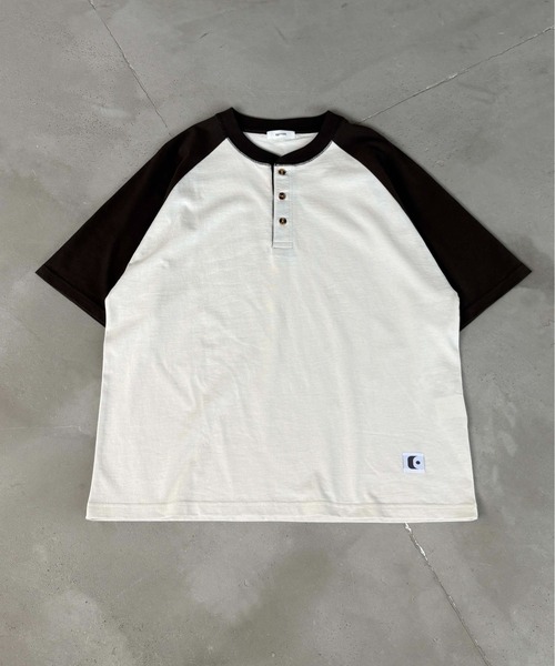 ヘンリーネック tシャツ 「EPNK」Raglan henry neck tee / ラグラン