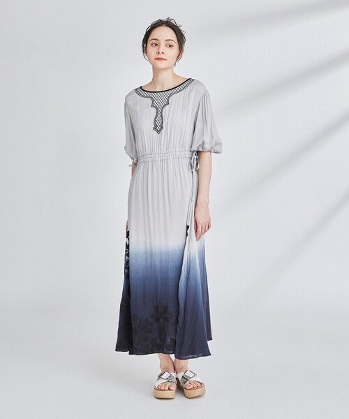 「GRACE CONTINENTAL」 半袖ワンピース 36 グレー レディース