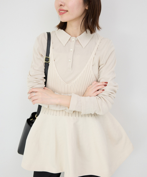 「SLOBE IENA」 長袖ポロシャツ FREE アイボリー レディース