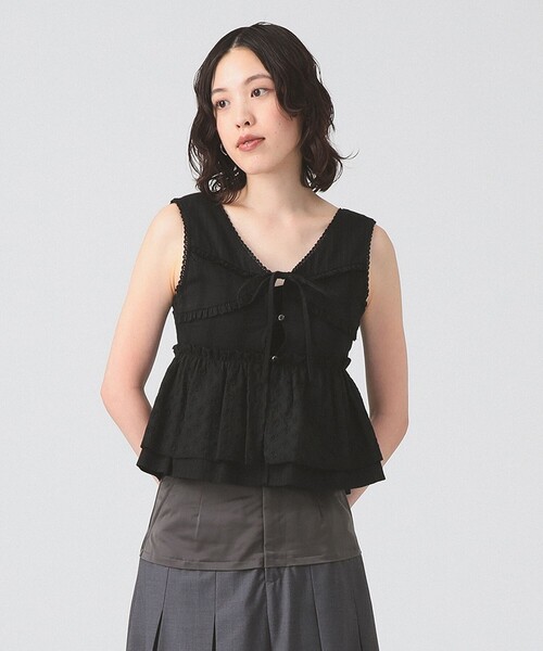 Ray BEAMS ブラウス シャツ レース ペプラム ノースリーブ