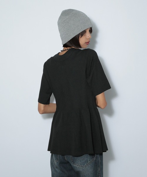 【GORIRA】★ニット✕ダウン★キッズ152cm★レディース★ブラック★ PAGEBOY ニット セーター エリツキペプラムZIPニット