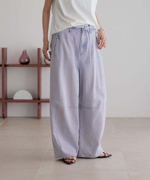 「LOWRYS FARM」 加工デニムパンツ LARGE グレー レディース