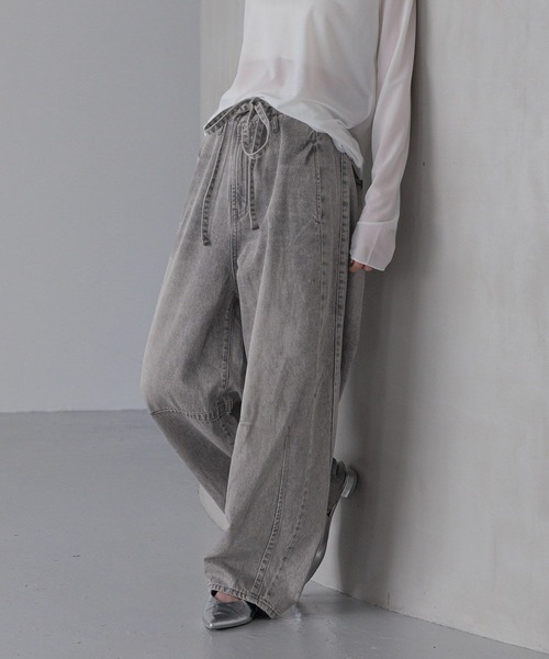 「LOWRYS FARM」 加工デニムパンツ LARGE グレー レディース