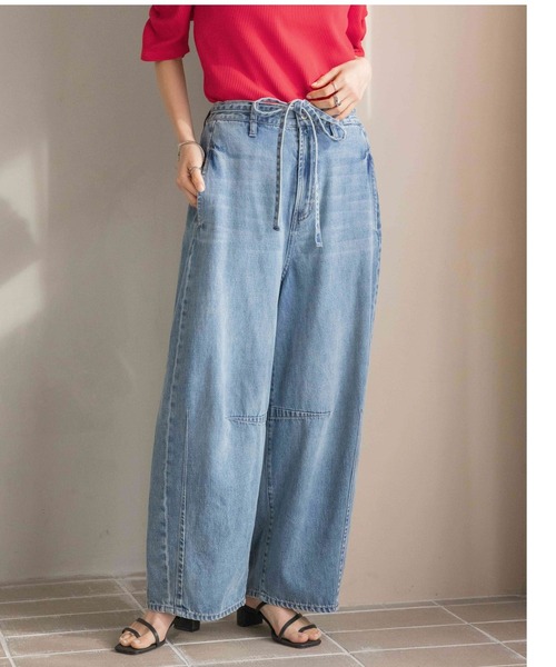 「LOWRYS FARM」 加工デニムパンツ LARGE グレー レディース
