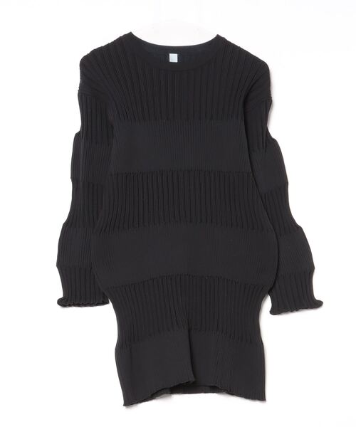 CFCLブラック　サイズ1 CFCL（シーエフシーエル） ストライプ柄ニットワンピース 1 ブラック