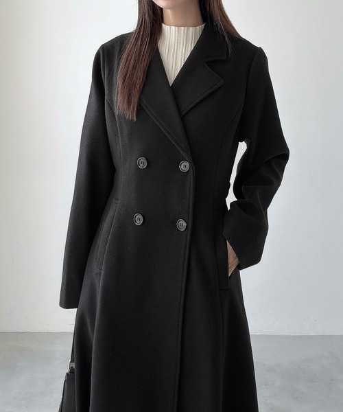 Meiru コート チェスターコート ダブルボタンフレアロングチェスター