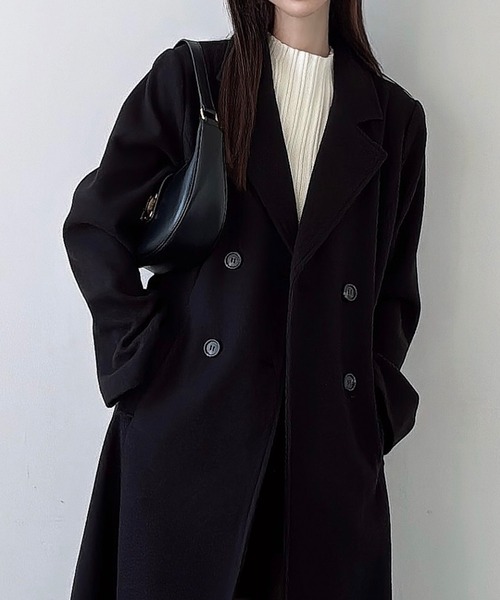 Meiru コート チェスターコート ダブルボタンフレアロングチェスター