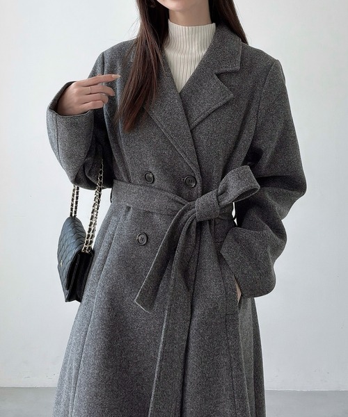 美品 ボブ チェスターコート ダブルブレスト シルバーボタン ネイビー XL相当 チェスターコート レディース 秋冬 ロング丈 ダブルボタン ポケット