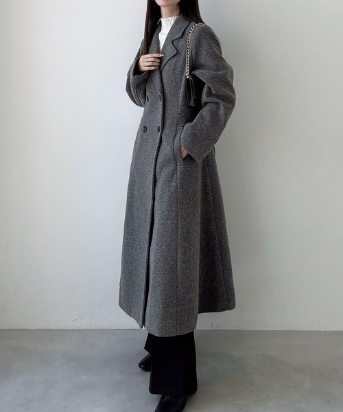 Meiru コート チェスターコート ダブルボタンフレアロングチェスター