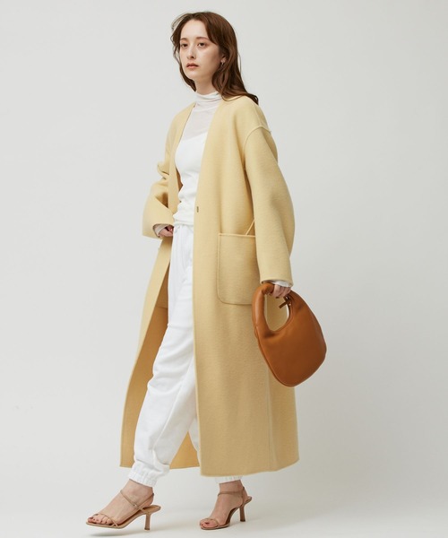 「BABYLONE」 ノーカラーコート フリー アイボリー レディース_画像3