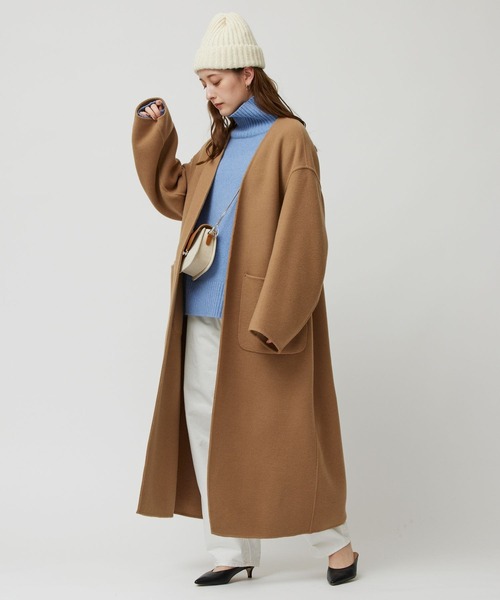 「BABYLONE」 ノーカラーコート フリー アイボリー レディース_画像8