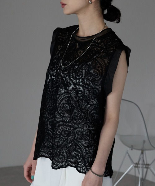 「each」 半袖ブラウス FREE ブラック レディース_画像3