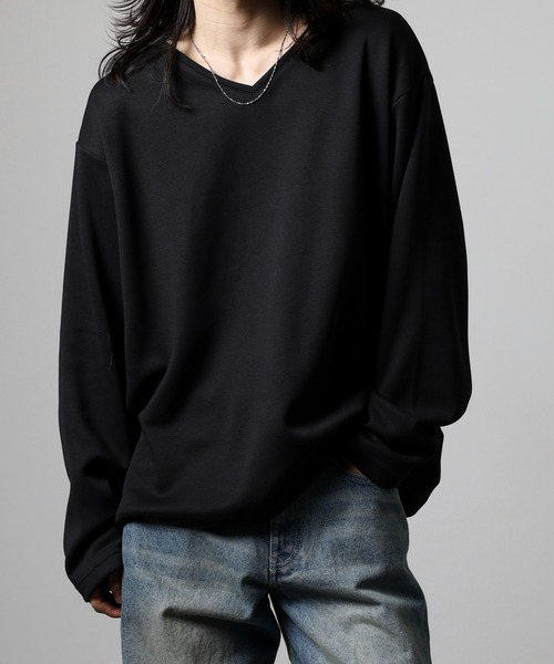 アントン sea VINTAGE ルーズVネック ビッグＴ 長袖 Organic Linen Jersey V-Neck Tee | EILEEN FISHER