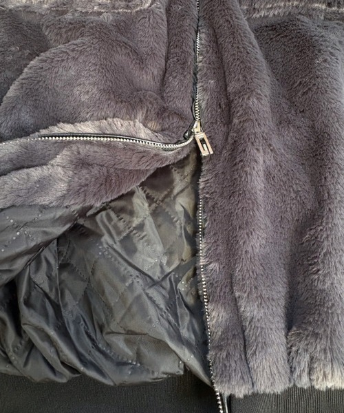 コート アウター 「CANVAS＋」中綿キルティングフェイクファーロング