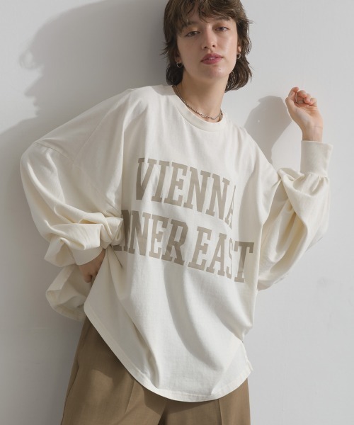 en haut（アンオート） tシャツ ピグメントOE天竺 ロゴプリント 袖 