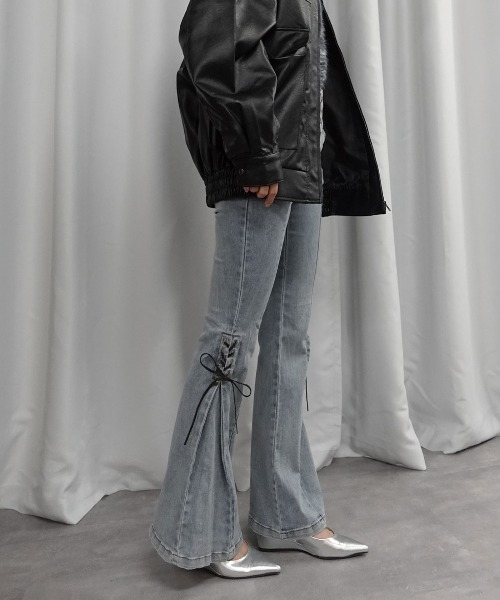 Lots of Love ジーンズ デニム デニムパンツ ハイウエストレースアップ