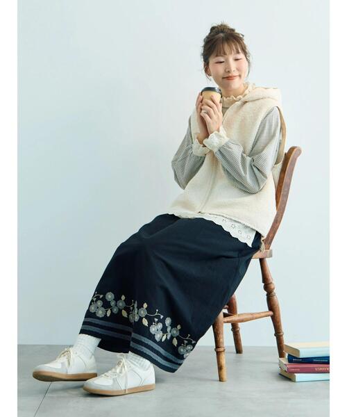 Samansa Mos2（サマンサモスモス） スカート 「WEB限定」花柄刺繍