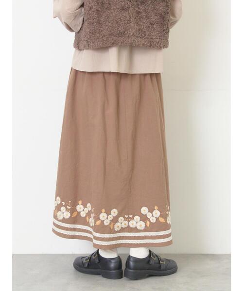 Samansa Mos2（サマンサモスモス） スカート 「WEB限定」花柄刺繍