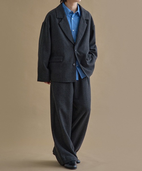 epnok スラックス ヘリンボーンセミワイドスラックス メンズ