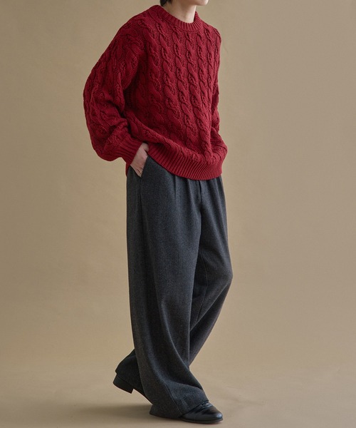 epnok スラックス ヘリンボーンセミワイドスラックス メンズ