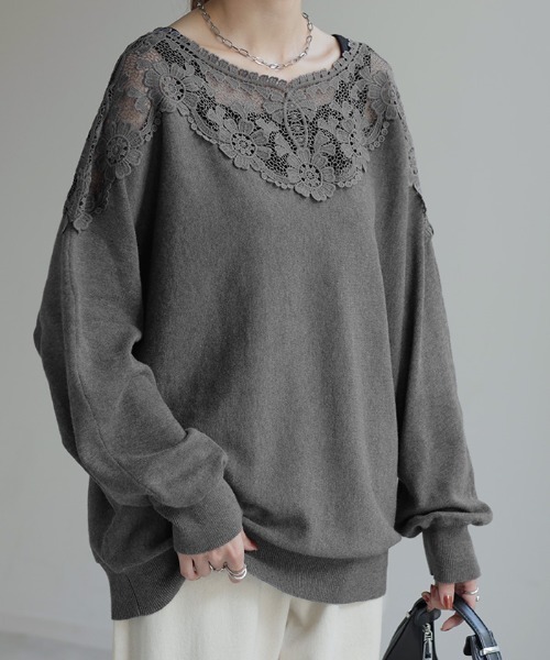 「HUG.U」 長袖ニット FREE グレー レディース_画像5