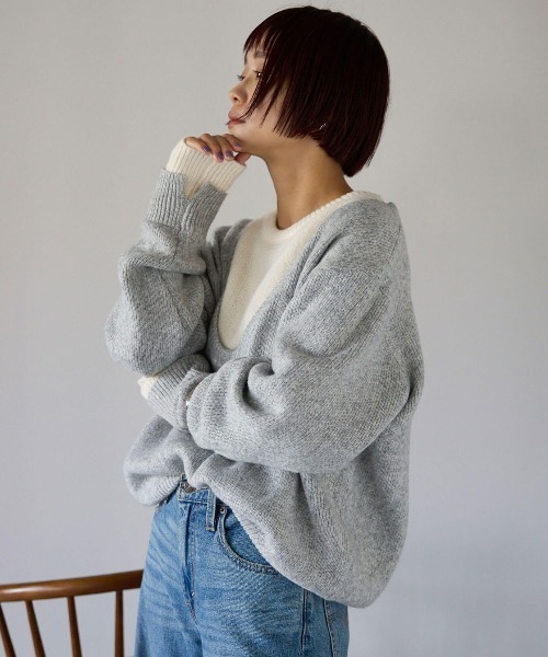 レイヤード風Vネックニット 【美品】PPFM Vネック レイヤード セーター 