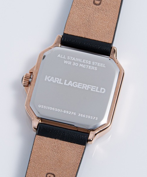 腕時計 「KARL LAGERFELD/カール・ラガーフェルド」スクエア クラシック - ホワイト ダイヤル ブラック レザー レディースの画像