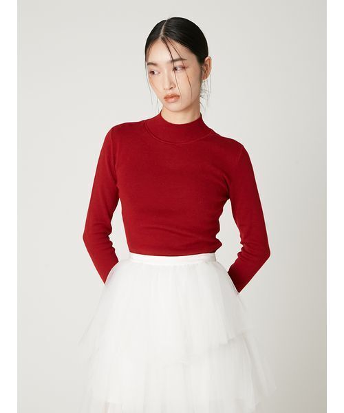 【美品】フレイアイディー-FRAY I.D-モックネックニット シルクブレンドバックオープンタートルニット(ニット)｜トップス｜FRAY
