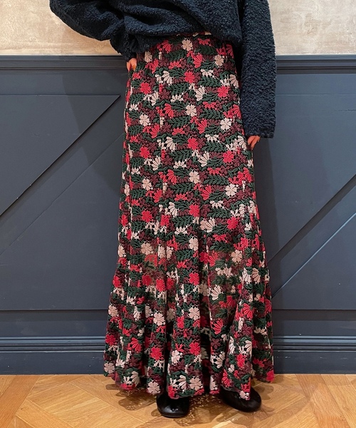 IENA LA BOUCLE（イエナラブークル） ロングスカート 38 レッド