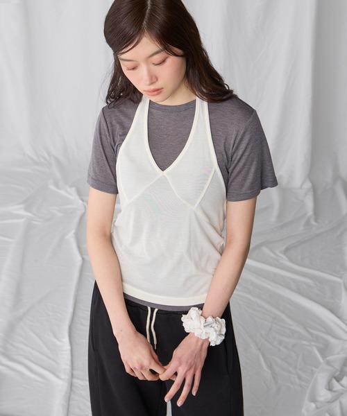Unblend tシャツ 半袖 「Unblend」2セット レイヤード シアー