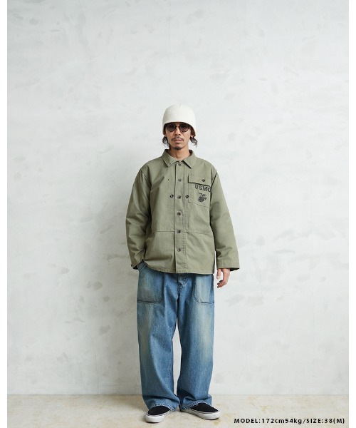 米軍 実物 ユーティリティ カバーオール 38R WAIPER.inc カバーオール 米軍 1940's U.S.M.C. P-44 HBT