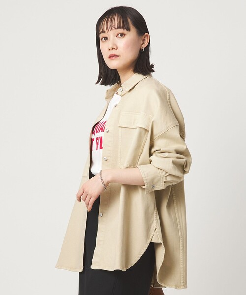 ミリタリー アーモンドシャツ オーバーシャツ ヘルシーデニム 極美品 ベージュ シャツ（シャツ デニム ミドル DENIM＞Almond 別注】＜Healthy トップス
