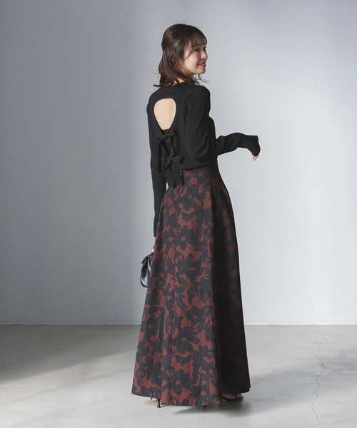 「NOBLE」 ロングスカート 36 ブラウン レディースの画像