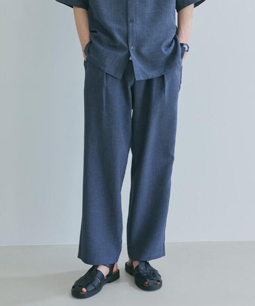 THE SHOP TK パンツ 「LINO FINE」リネンライク ワイドイージーパンツ